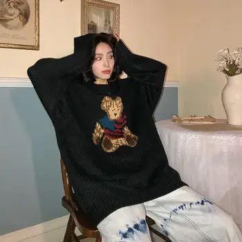 Pui Jacquard Sweater de sex Feminin elevii de uzura liber de toamnă și de iarnă nou pulover pulover jacheta [expediate în termen de 5 zile]