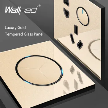 Wallpad 2020 New Sosire Aleatoare faceți Clic pe Perete Comutator de Lumină Cu LED Indicator Putere de Perete Soclu de Cristal de Aur Panou de Sticlă Pentru Acasă