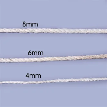 5M 4mm/6mm/8mm Bumbac de Trei funii răsucite String Cordon Sfoară Cercevea Ambarcațiuni Cabluri Groase Pentru Decorativ Handmade