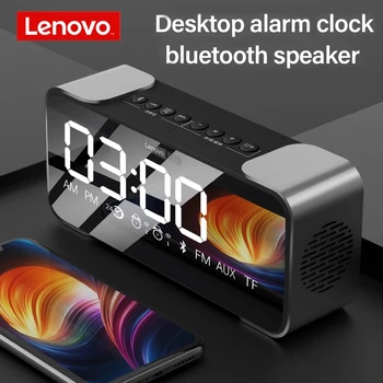 Original Lenovo L022 Portabile fără Fir Bluetooth Boxe Bass LED ceas Deșteptător TF card AUX FM Difuzor Wireless Built-In Microfon