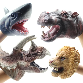 Dinozaur Mână De Păpuși Jucării Moi De Vinil Cauciuc Cap De Animal De Păpuși Figura Jucărie Mănuși Pentru Copii Model Cadou Pentru Copii De Simulare