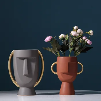 Nordic ins Luxuxy Abstract Ceramice Față Umană Vaze de Flori Oală Creative Și Simplu Acasă Moderne Meserii Moale Ornamente Decor