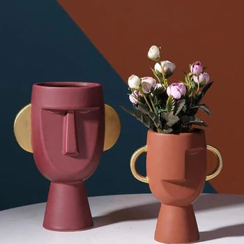 Nordic ins Luxuxy Abstract Ceramice Față Umană Vaze de Flori Oală Creative Și Simplu Acasă Moderne Meserii Moale Ornamente Decor