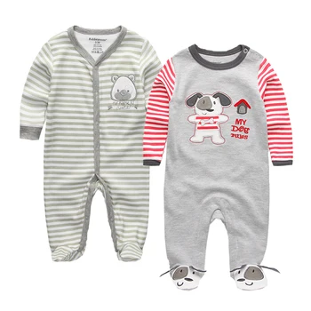 2piese/o mulțime de Nou-născut Footie Copil fată băiat haine cu maneca lunga de Bumbac imprimare Nou născut Roupas de pijama bebe 0-12 luni