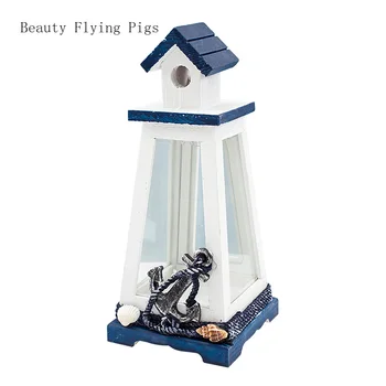 Nordic stil Mediteranean vânt lampa retro creative marin windproof turn de navigatie ancora far acasă decoratiuni lemn
