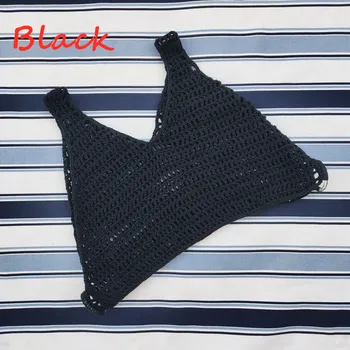 Mâna Crochet Crop Top pentru Femei de Vară Acoperi Inel Gol Plajă Bikini Top