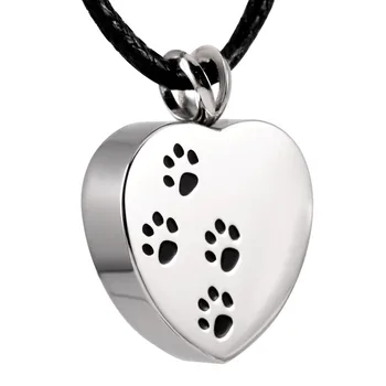 IJD8004 PVD culoare 316L din oțel inoxidabil în formă de Inimă de Câine/Pisică Laba de Imprimare memorial urna pandantiv suvenir de Incinerare Colier pentru animale de Companie