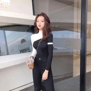 2020 nou versiunea coreeană maneca lunga din tricot bottom camasa slim top potrivire de culoare pulover femei de top de moda toamna Pulovere