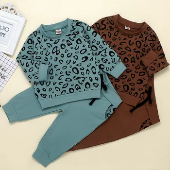 2020 Nouă Copii Baby Girl Boy Leopard Haine Set Topuri Tricou Jambiere Pantaloni De Costum Set De Toamnă Fete De Îmbrăcăminte Pentru Băieți