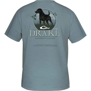 Drake În Picioare Labrador Negru Cu Maneci Scurte T-Shirt - Albastru Gheață