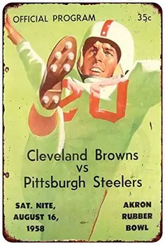 Vintage Retro Colectia tin Semne-Cleveland Browns vs Pittsburgh Steelers în 1958-Decor de Perete Poster Acasă, bar, Restaurant