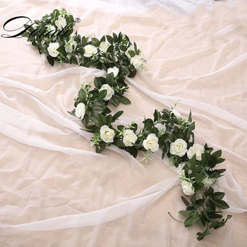 Mătase artificială a crescut de viță de vie de flori agățat de perete decor rattan fals plante frunze ghirlanda nunta romantic decor acasă