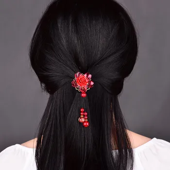 Etnice Agrafe De Par Moda Hairwear Ciucure Coarda Păr Bijuterii Pentru Femei, Fete Cel Mai Bun Prieten Cadou Hoop Mult Stil Chinezesc Elastic