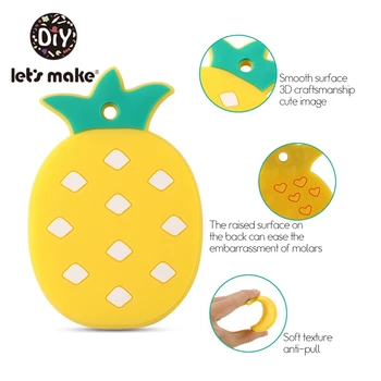 Hai sa Facem 1 buc Copilul Silicon Teether Ananas Pandantiv din Silicon de Calitate Alimentară Rozătoare DIY Lant Suzeta Pentru Copii Produs Cadou