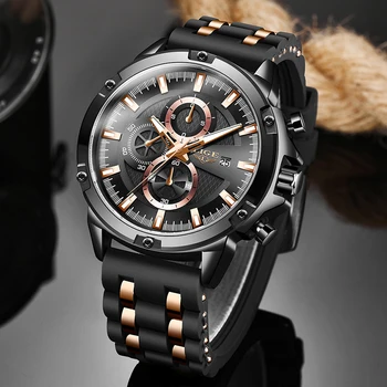 Noi 2020 Mens Ceasuri LIGE Top Brand de Lux Dial Cuarț Ceas pentru Bărbați Moda Silicon Albastru Impermeabil Ceasuri Pentru Barbati Chronograph