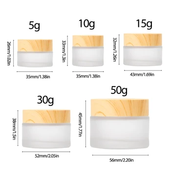 5pcs Sticlă Goală din Lemn Set de Cereale Capac de Sticlă Crema Borcan de Crema de Fata Crema de Ochi Dozator Portabil de Călătorie în aer liber Reîncărcabile Cosmetice