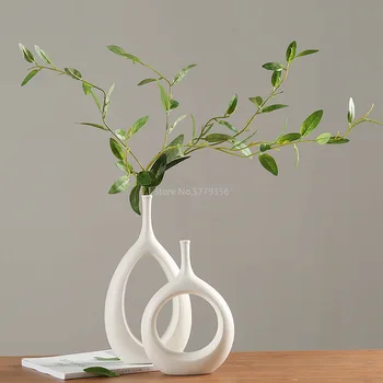 Nordic Creative Alb Vaza Ceramica De Lux Lumina Ins Vânt Acasă Living Blat De Flori Uscate Flori De Flori Decor