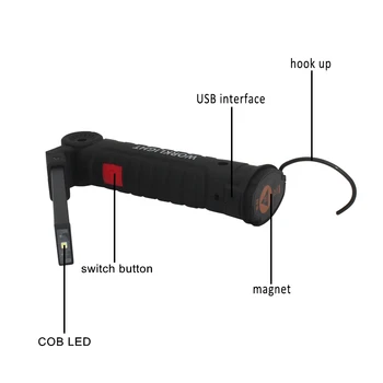 Noaptea COB LED Lanterna Pliabil Lumina de Lucru cu Lanterna USB Reîncărcabilă lanterna de Urgență Lampă de Iluminat cu Baza Magnetica + Cârlig