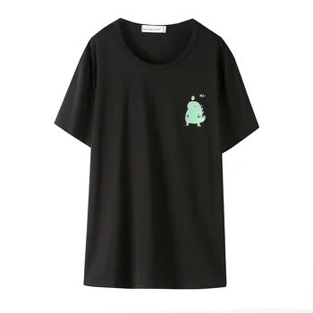 Vara Vrac Haine coreene Solidă tricou de Moda Desene animate Femei din Bumbac cu Maneci Scurte Grăsime Mama Topuri de Mari Dimensiuni Tee Black Nou T06719