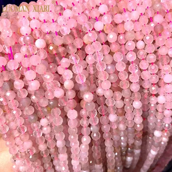 En-gros de Fațete 4MM Margele din Piatra Naturala Ametist Roz Cristal de Turmalina Gem Margele Pentru Bijuterii DIY Brățară colier