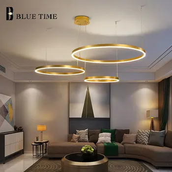 Cercul Inele LED Lustra pentru sufragerie, Dormitor, Sufragerie Acril Forma Rotunda Plafon Candelabru de Iluminat Lamparas Decor