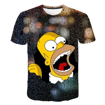 Băieți Fete T-Shirt Amuzant Homer Simpson Și Fiul său 3D Imprimate pantaloni Scurti tricou cu Maneci Moda Topuri Casual & Tees Brand de Îmbrăcăminte 14T