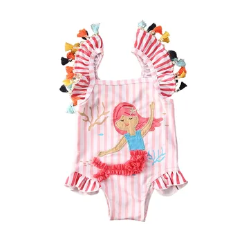 Fetita Sirena, Costume de baie, Haine Bikini Top-O Bucată de Costume de Baie Body Utilaje 1-7ani