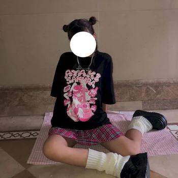 Vara tricou Negru Femei, Tricou cu mâneci Scurte Vrac Japoneză JK Uniformă 2021 Top Vrac Wild Bottom Tricou Punk Japonia Tricou
