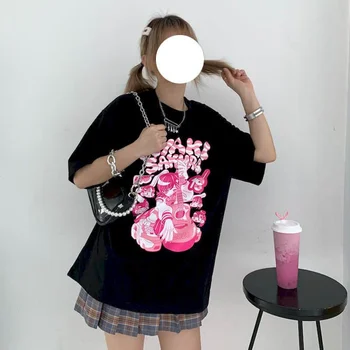 Vara tricou Negru Femei, Tricou cu mâneci Scurte Vrac Japoneză JK Uniformă 2021 Top Vrac Wild Bottom Tricou Punk Japonia Tricou