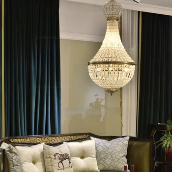 Clasic cristal lumini pandantiv bronz antic hol dormitor pandantiv lampă suspendarea agățat de iluminat pentru lobby hall villa