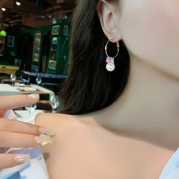 Exknl Mare Bowknot Picătură Cercei Femei Rotund 2020 coreene culoare de Aur Simulate perla Timp de Mireasa Bijuterii Mireasa Petrecere Cercei