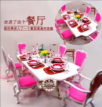 Moda pentru barbie restaurant tacamuri barbie papusa printesa Cina de familie masă alimente scaunul casa mobila accesorii