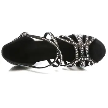 SWDZM pantofi de dans stras dans latin pantofi negru Rosu tango dans pantofi pentru femei cu toc doamnelor polul sanba moda judecător