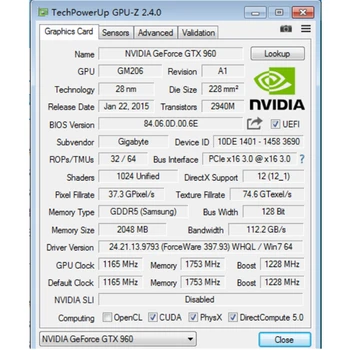 GIGABYTE placa Video GTX 960 2GB GPU Original 128Bit GDDR5 plăci Grafice Harta Pentru nVIDIA Geforce GTX960 2G PCI-E X16 Hdmi Dvi OC