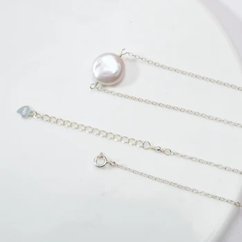 ASHIQI Naturale de apă dulce pearl Argint 925 Colier 12-13mm Butonul de forma perla Bijuterii Pentru femei