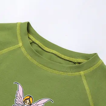 Femei Vara Maneca Scurta Tricou Verde Desene Animate Zână Fluture Litere Tipărite Crop Top Bodycon O-Gât Streetwear