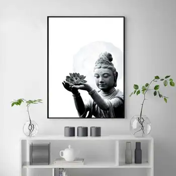 Buddha Arta de Perete poster de Imprimare Alb-Negru imagini de perete pentru camera de zi Cameră de Meditație Decor pictura