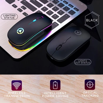 Mouse-ul fără fir RGB Reîncărcabilă Mouse-ul fără Fir pe Calculator Silent LED cu iluminare din spate Ergonomic Mouse de Gaming Pentru PC Laptop Office