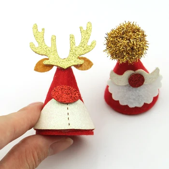 Mini palarie de Crăciun Moș crăciun Pălărie Aplicatiile,Spate Plat Simțit Aplici pentru Crăciun dress up
