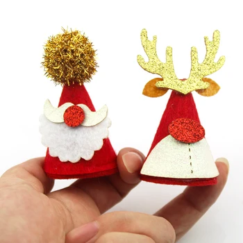 Mini palarie de Crăciun Moș crăciun Pălărie Aplicatiile,Spate Plat Simțit Aplici pentru Crăciun dress up