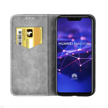 Vintage Piele Flip Caz de Telefon Pentru Huawei Mate 20 Lite 20Lite Caz P20 P30 Pro P Smart Plus Y5 2018 Y6 Y9 2019 Sloturi pentru Carduri de Acoperire