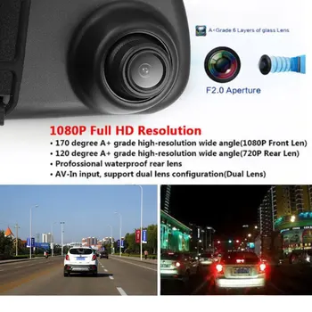 1080P Dual Lens WiFi Camera Auto DVR Video Dash Cam Recorder Viziune de Noapte