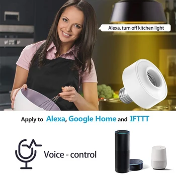 WiFi Inteligent Soclu De Lumină Lampă Titularului E26 E27 Bec Led Cu Capul De Bază De La Distanță Comutator De Control Vocal Compatibil Cu Alexa De Start Google