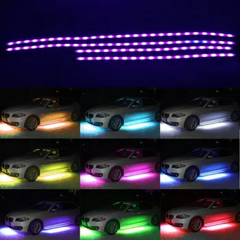 YSY 4x Impermeabil RGB SMD LED Benzi Flexibile Sub Masina Tub Underglow Șasiu Sistem de Lumina de Neon Kit Cu Telecomanda DC12V