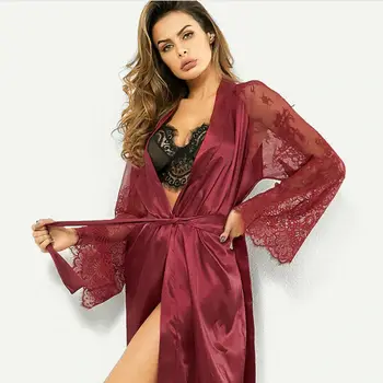 De înaltă Calitate, Haine Pentru Femei din Satin Raionul Halat Lung Sexy Lenjerie Pijamale Kimono Yukata cămașă de noapte Centura de Simulare rochie de mătase