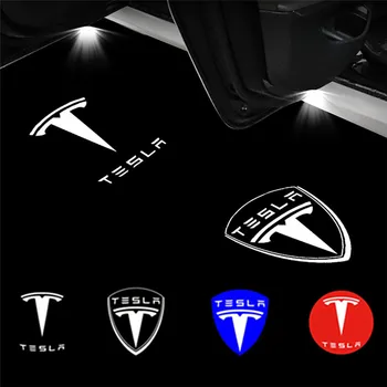 2X Portiera Lumini de Semnalizare Pentru Tesla Model 3 Model S Model X Fantoma Umbra Luminos Emblema Laser Proiector Ușa Pas Lumina de Avertizare