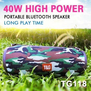 Tg118 portabil 40W difuzor bluetooth, wireless subwoofer, centru muzical, rezistent la apa, lungă de așteptare, portabil sunet coloana