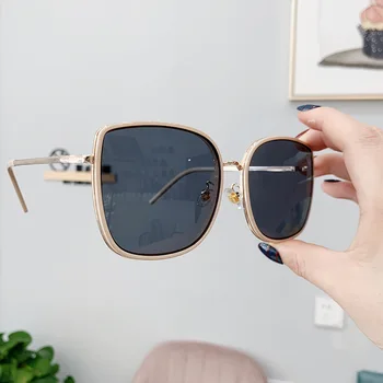 VWKTUUN Supradimensionat ochelari de Soare Femei Cadru Metalic Pătrat Nuante Ochi de Pisica UV400 Ochelari Colorate, Supradimensionate, ochelari de Soare Brand Design