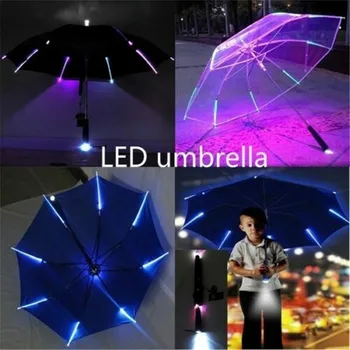 Rece Umbrela Cu LED Dispune de 8 Coaste Transparent de Lumină Cu Lanterna Mâner