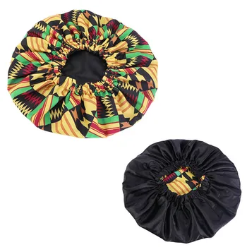 Noi Extra Large Cap de Somn African model de Imprimare tesatura Ankara păr Satin capota Căptușite Bonete cap de Somn de Noapte Palarie Doamnelor Turban